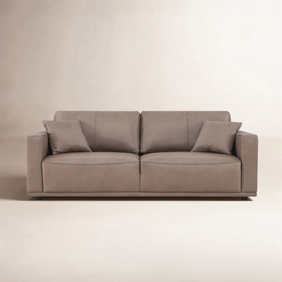 Becki Owens for Joss & Main 83.07'' Genuine Leather Upholstered Sofa with 2 Throw Pillows