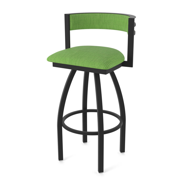 Tabouret Artémis, Noir froissé, Tissu - perroquet graphique, Tabouret de bar (siège d'une hauteur de 36 po)