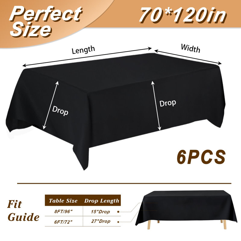 Table Cloth For Rectangle Table, Polyester Fabric Tablecloths Rectangular, Banquet, Dining, Wedding, Graduation,(6 PCS)