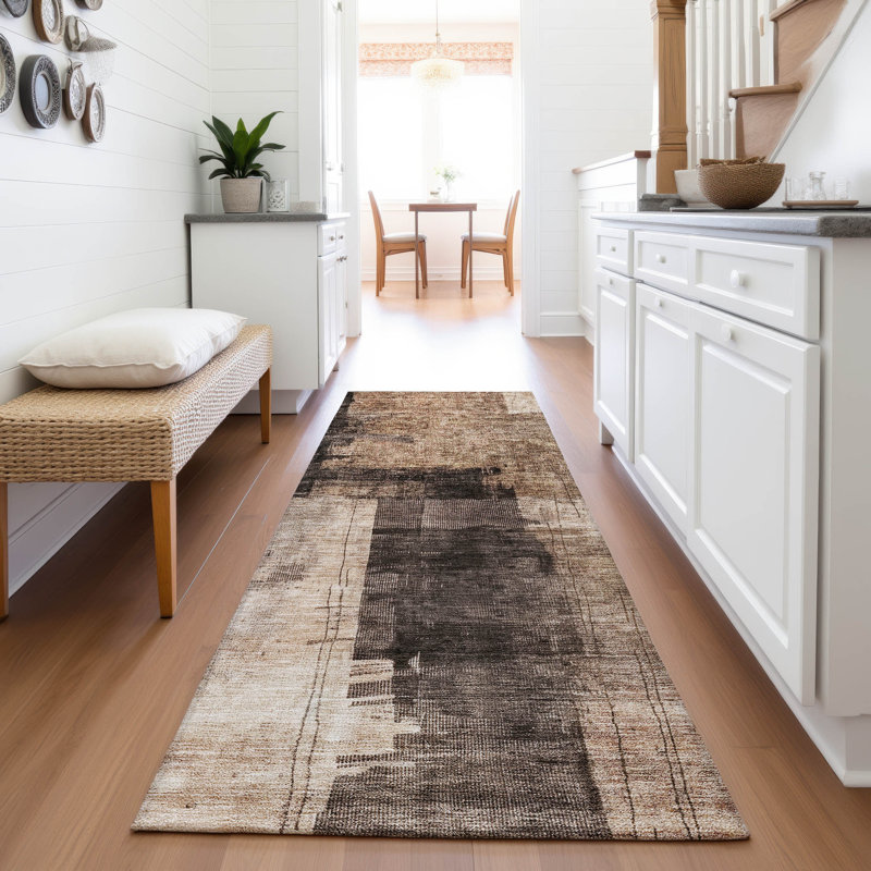 Premium Machine Washable Jessie AMF1202 Abstract Rug, Tapis de couloir 2 pi 3 po x 7 pi 6 po