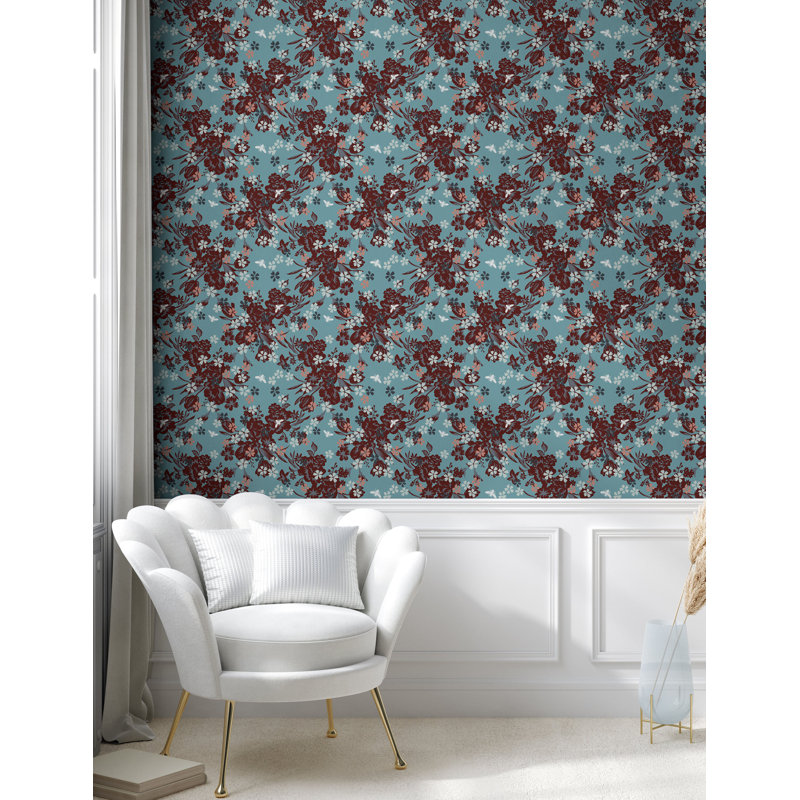 Nomi Roll, 100" L x 13" W, Seafoam Burgundy/Coral