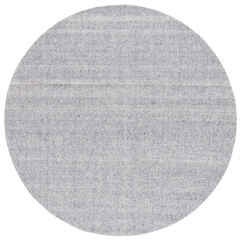 Msr9675 Wilton Martha Stewart Hand Woven Wool Cotton Abstract Rug in Blue/Ivory, Round 6'