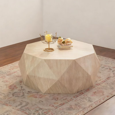 Modern Beige Manufactured Wood Round Coffee Table