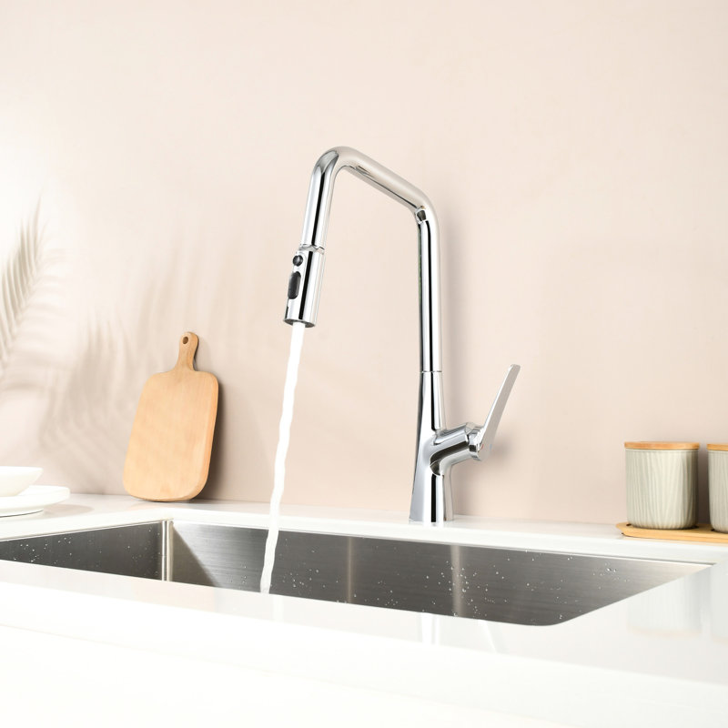 Kitchen Faucet With 3 Function , One Touch Switching Feature, High Swivels 360, Pull-Out Hose And Water Flow Modes For Use Professional 360 Switching, Swivel,