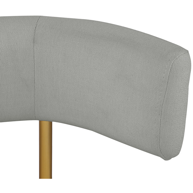 Klaidi Linen Textured Fabric Dining Chair, Grey Linen Textured Fabric, Brushed Gold