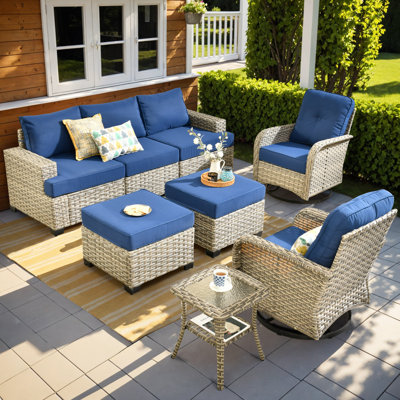 Ensemble de chaises berçantes d'extérieur 8 pièces