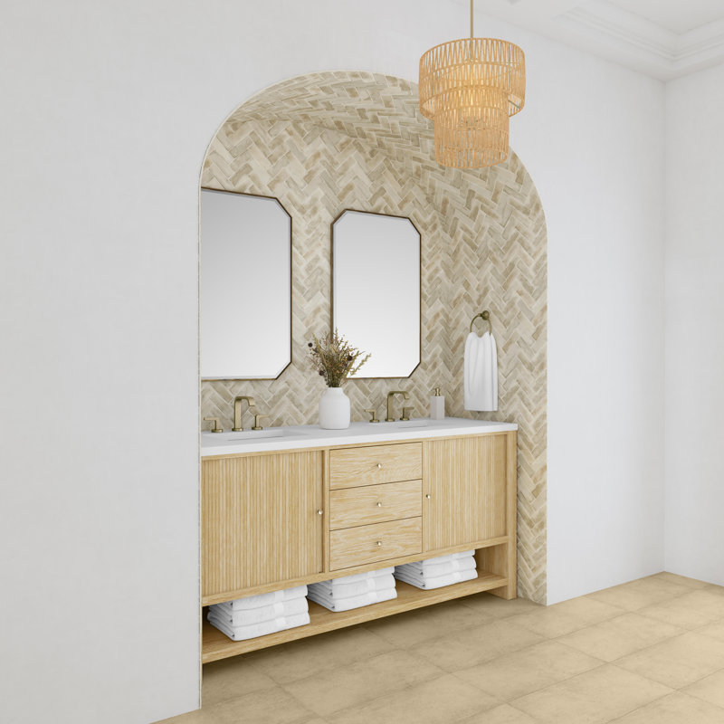 Marigot 72'' W Double Vanity, White Zeus, 8" Widespread