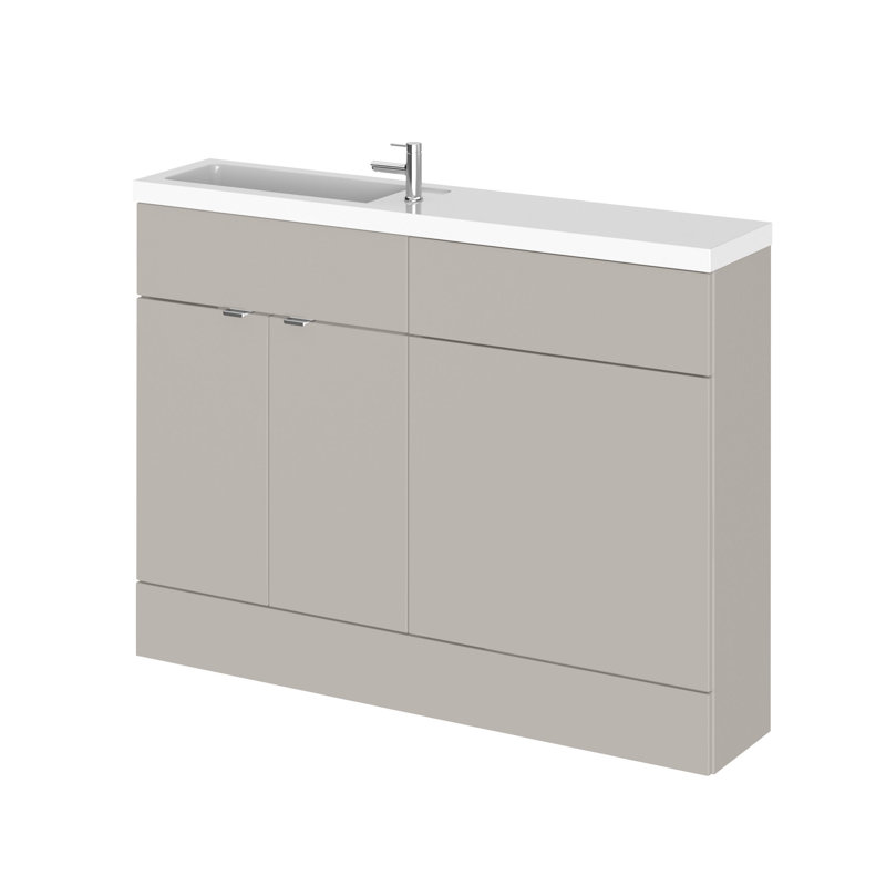 Hudson Reed Fusion 1200mm Pebble Grey 4 Door Floor standing Compact Combination Unit With Basin
