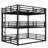 Black Metal Triple Bunk Bed Queen over Full XL over Queen, Sturdy & Space Saving