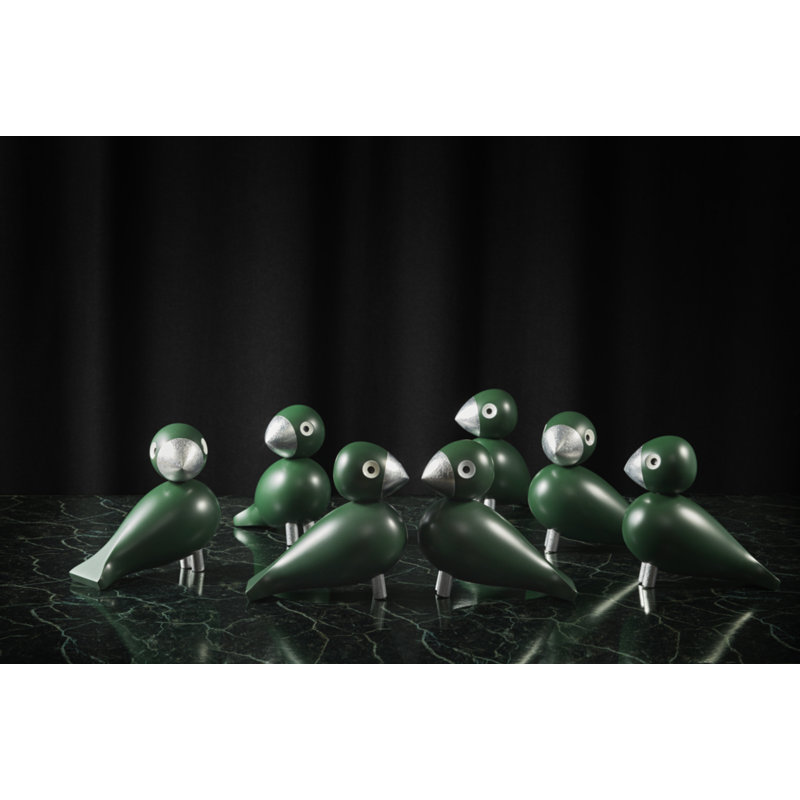 Songbird Ernst Figurine, 6.1" H x 6.3" W x 3.1" D, Green/Silver, 1