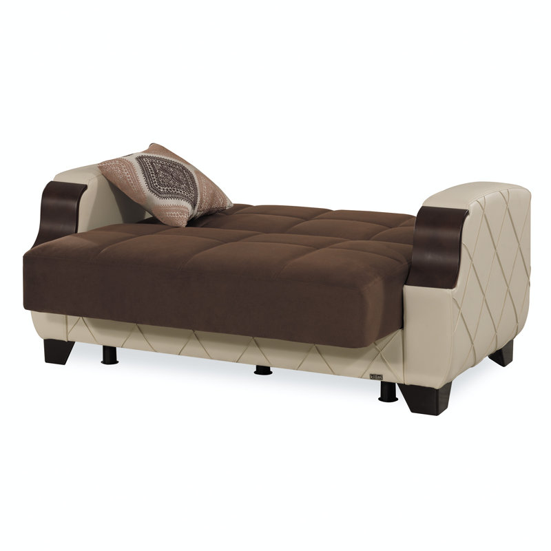 Olivo 62 in. Fabric Upholstered 2-Seater 3-in-1 Sleeper Loveseat Sofa Bed with Storage, Dark Brown