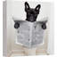 Animaux, mignon, bouledogue français lisant le journal sur la toilette, décoration sur toile, art mural-88363584
