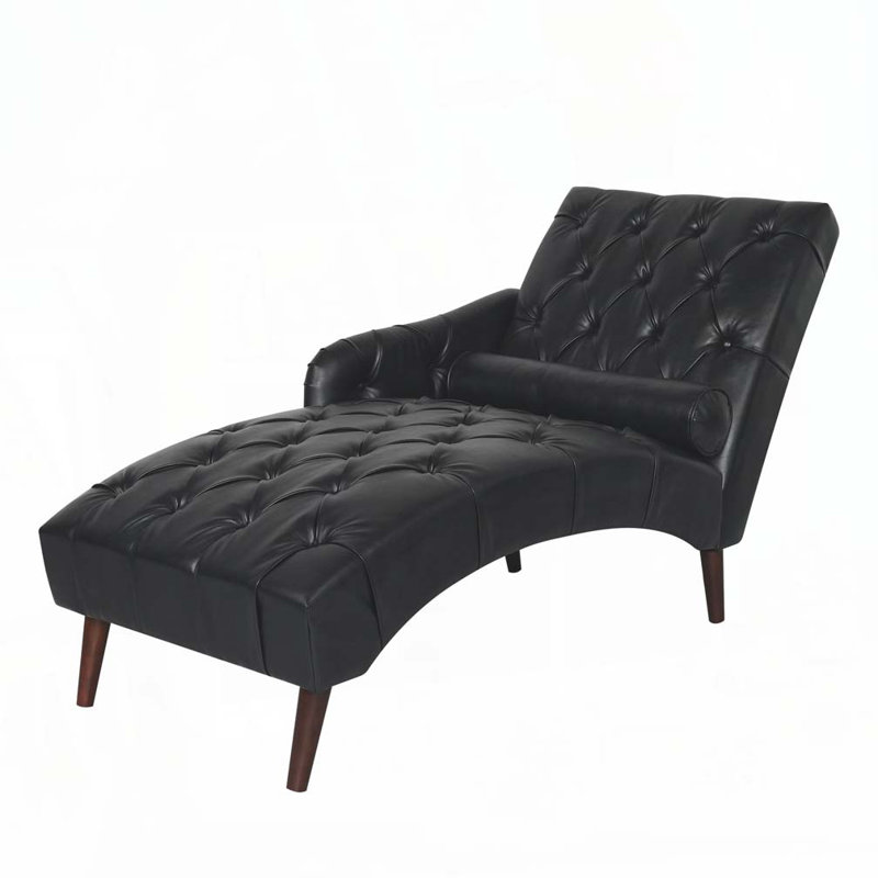 Chaise longue d'intérieur avec accoudoirs et pieds en bois massif, chaise longue rembourrée avec coussin pour le salon, la chambre à coucher