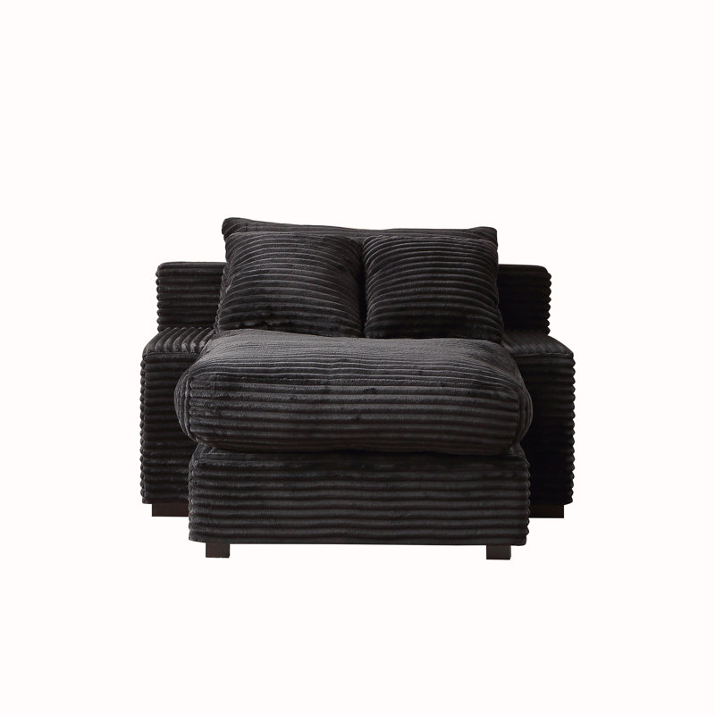 Upholstered Accent Chair, Black Corduroy