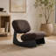 Fauteuil à bascule sculptural avec base creuse incurvée, chaise berçante sans accoudoirs recouverte de chenille douce pour chambre d'enfant, chambre à coucher et salon