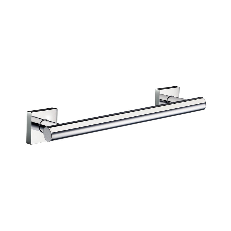 Wall mounted grab bar - square escutcheon , Polished Chrome