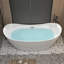 Baignoire autoportante en acrylique 67 po, blanc brillant, avec trop-plein chromé et bonde escamotable, certifiée Cupc