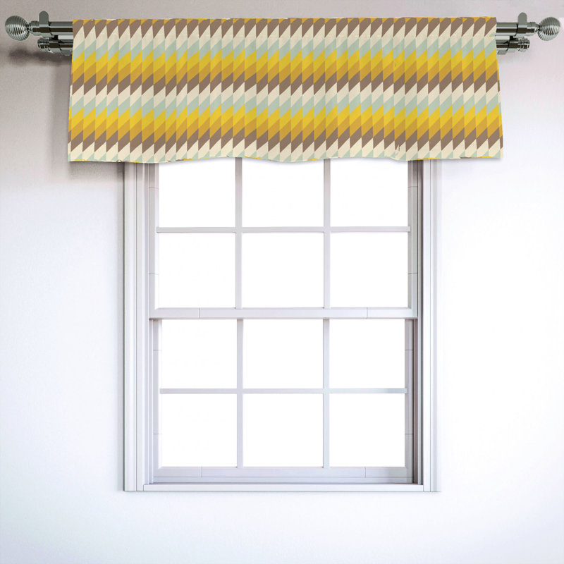Sateen Geometric Ruffled Window Valance