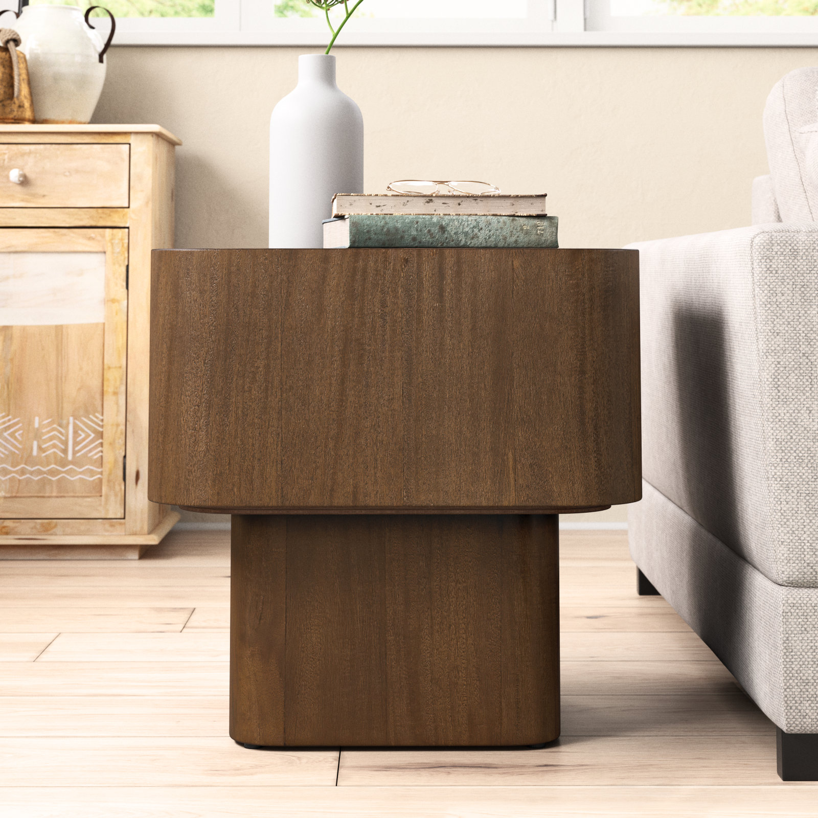 End Table, Warm Umber Burl