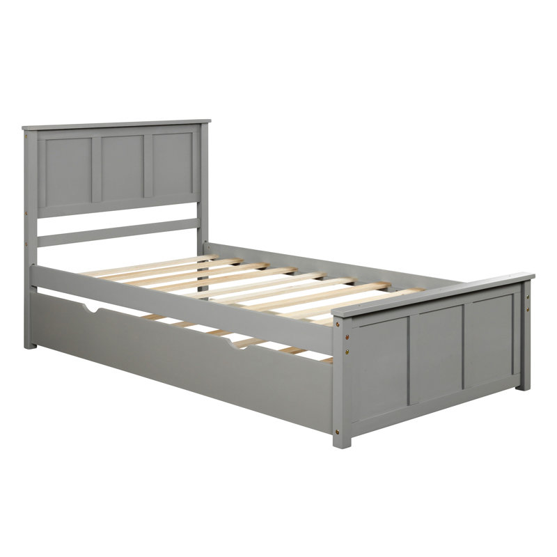 Lit plate-forme avec lit gigogne, Gris