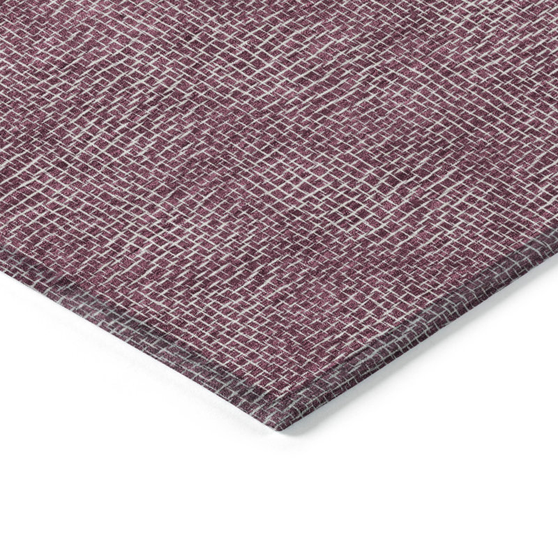 Eggplant Synthetic Rectangular Washable Flat Woven Rug 2'6" x 3'10"