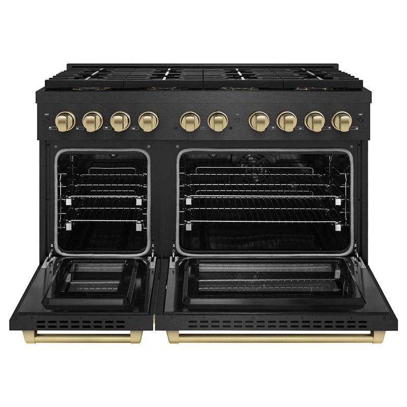 ZLINE 48 in. Paramount Dual Fuel Range with 8 Burner DuoPro Cooktop in Black Satin Stainless Steel, Champagne Bronze