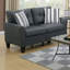 Salon 2 pièces et - Polyfibre lustré gris anthracite, structure en pin massif, base en contreplaqué, dossier, coussins à rayures, pieds en bois, style moderne avec pieds de coussin de couleur pour contemporain