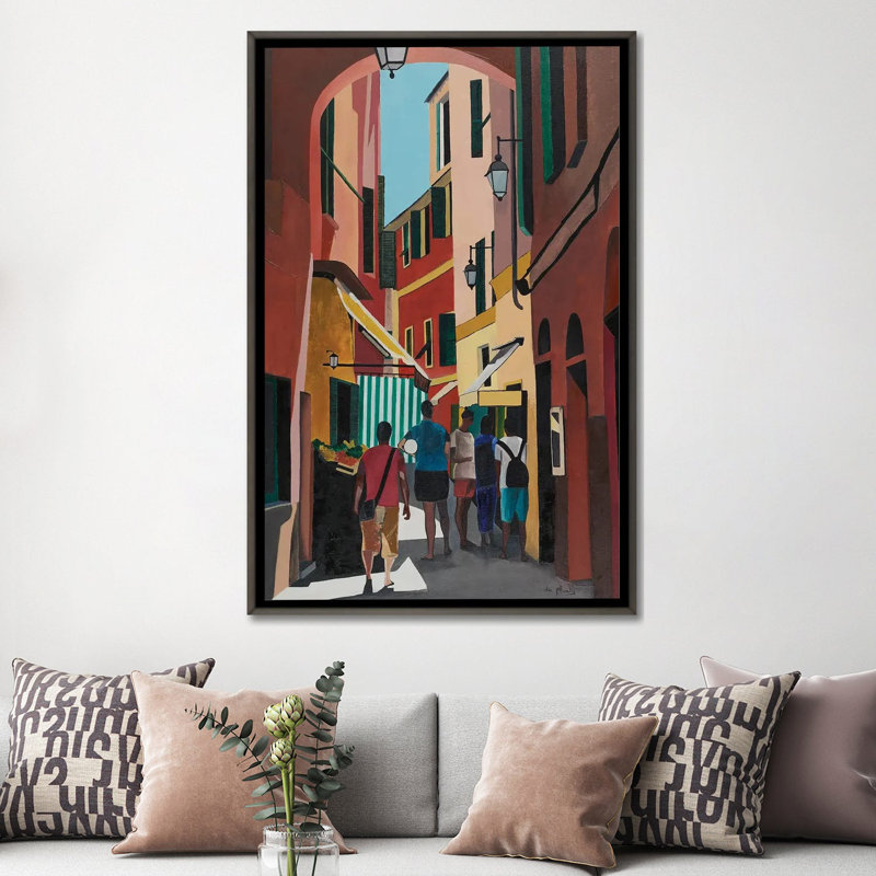 Laigueglia, Italie - reproduction d'art murale - toile encadrée, Gris, H 60 po x l 40 po