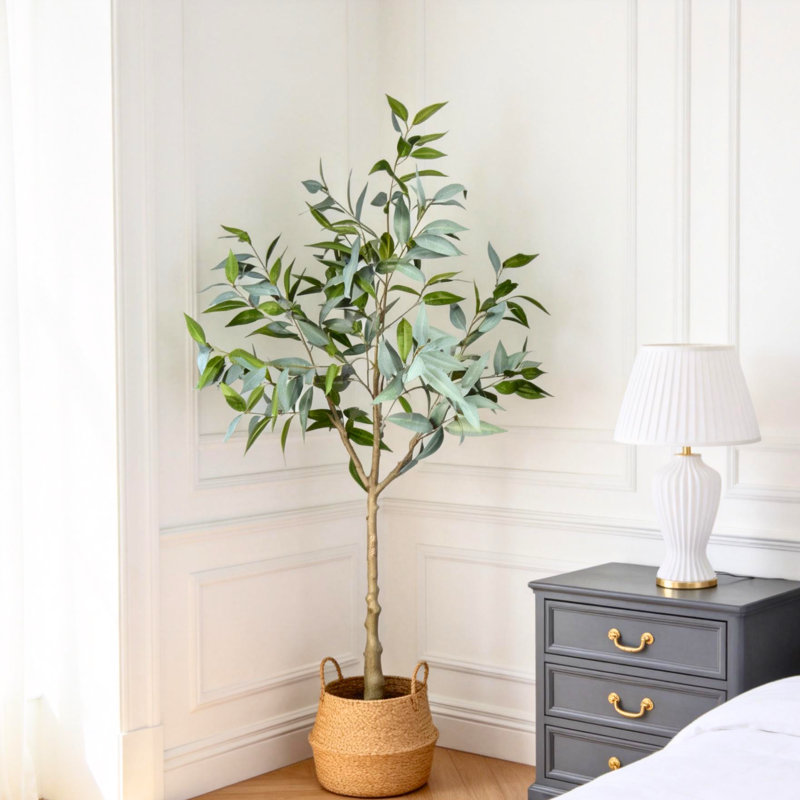 Arbre d'eucalyptus artificiel moderne de 5 pi en pot - Faux ficus réaliste pour plante d'intérieur et de bureau