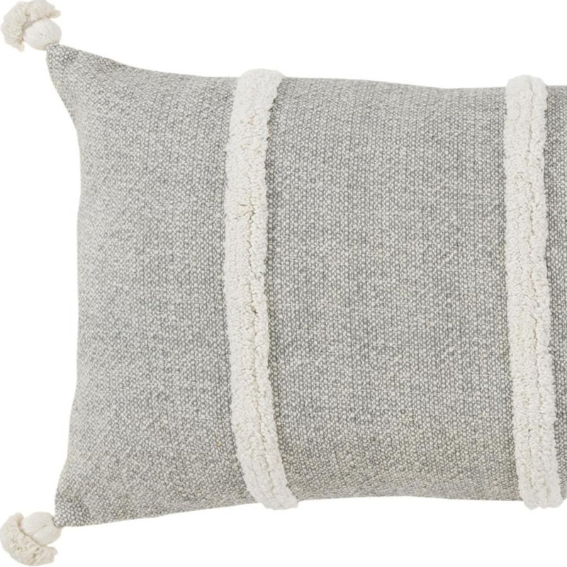 Coussin en coton 14 "x 26" gris et blanc