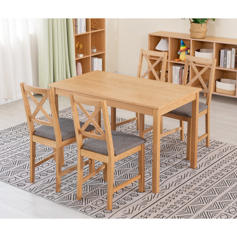 4 - Person Solid Oak Dining Set, Gray