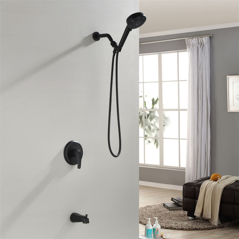 Diverter Complete Shower System with Rough in-Valve, Matte Black