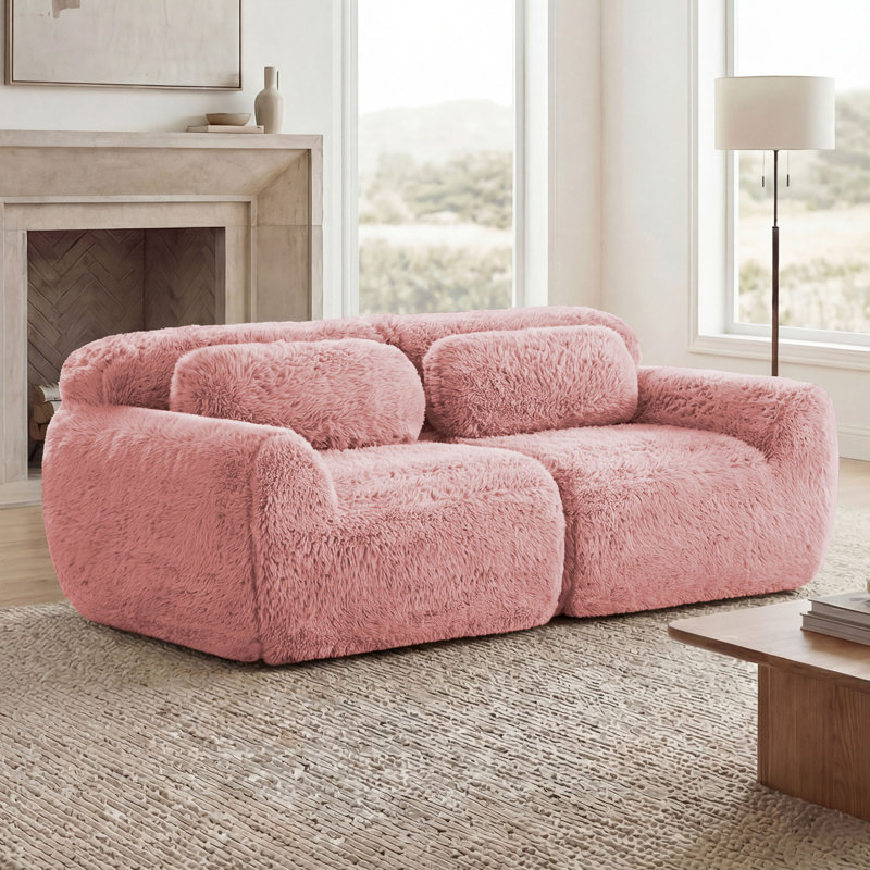 Canapé Boneless Fluffy Plush, Rose, H 28,7 po x l 80,4 po x P 40,9 po, 2