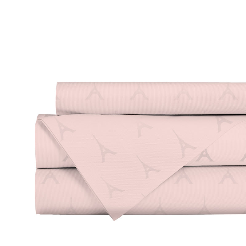 300 draps en coton jacquard, Rose, Ensemble de draps pour grand lit
