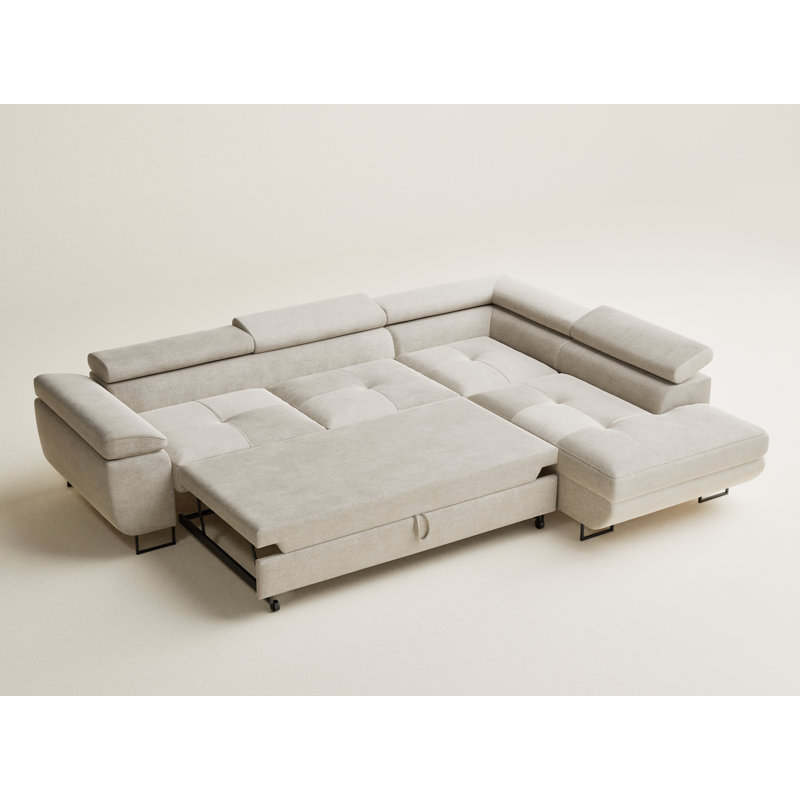 4 Seater Reclining Corner Sofa , Beige Polyester/Chenille, Right Hand Facing