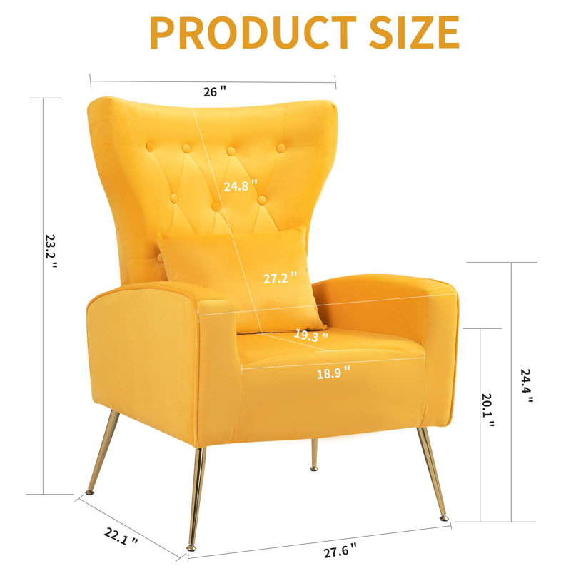Ireal Velvet Armchair, Yellow