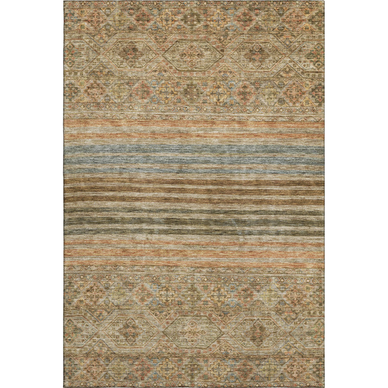 Premium Machine Washable Brennon AMF1641 Stripes Rug, Rectangle 10' x 14'