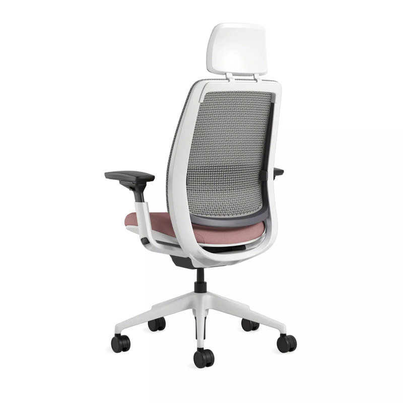 Steelcase Series 2 3D Microknit Airback Task Chair with Headrest, Hard Floor, Seagull, Pink Lemonade/Nickel