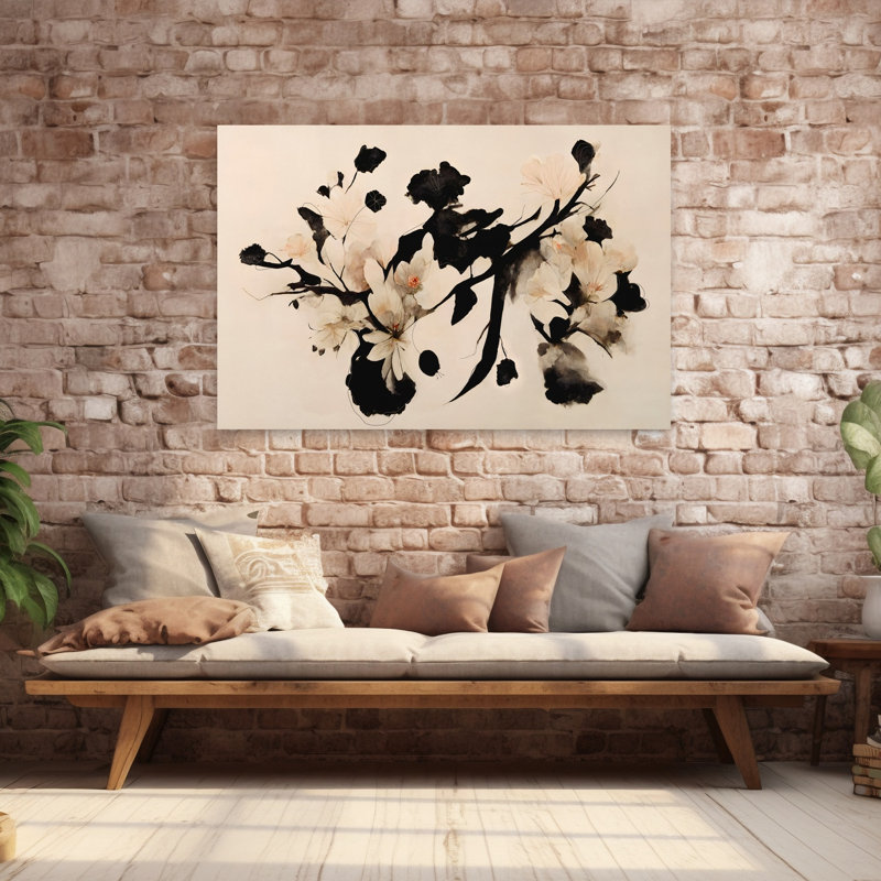 Art contemporain délicat, fleur de cerisier moderne, art naturel, H 60 po x l 40 po