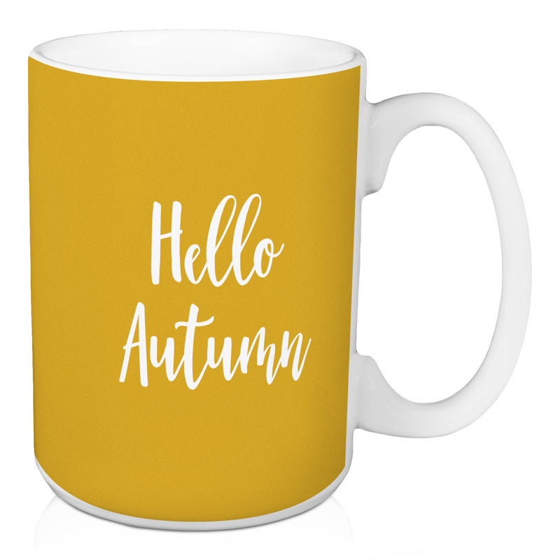 Grande tasse à café hello automne Necaise, Jaune moutarde
