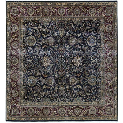 Hand-Knotted High-Quality Blue and Brown Area Rug