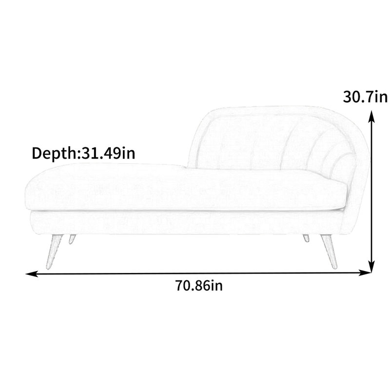 Chaise longue en éponge confortable de style minimaliste, Orienté à droite