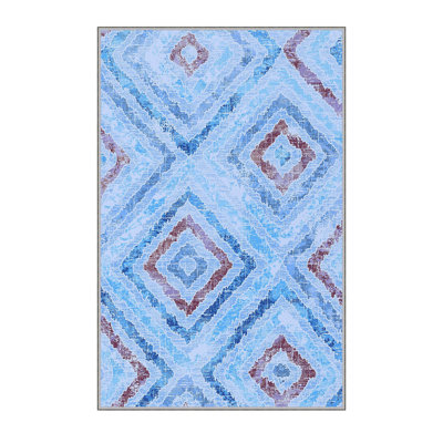 Soft Hall Carpet (2.6 x 4.9 ft), 100% Polyester, 0.3 in Pile Height | Antibacterial, Non-Slip Underside, 650 g/m² | Machine Washable, 3D Digital Print | Perfect for Living Room, Entryway & Bedroom Décor