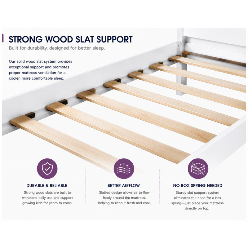 Lit superposé simple au dessus d'un lit double en bois massif avec rangement, blanc, Blanc