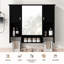 Armoire de rangement murale moderne 35 po x 28 po, armoire de salle de bain murale avec miroir, armoire à pharmacie avec barre à serviettes