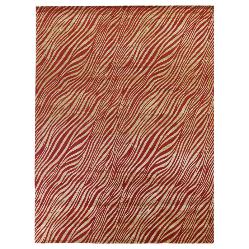 Wilderness Abstract Area Rug in Red/Beige, Rectangle 8'6" x 11'6"