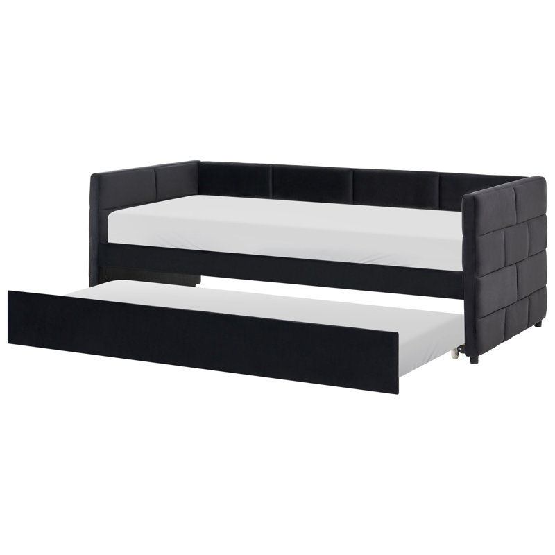 Upholstered European Single (90 x 200 cm) Velvet Bed Frame, Black