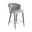 Tabouret contemporain à hauteur de comptoir rembourré en velours avec capitonnage à canaux profonds et pieds en métal doré