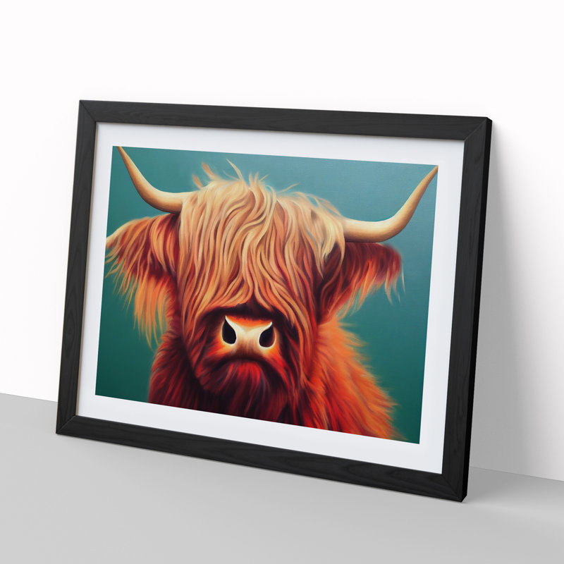 Highland Cow Portrait Vol.1 - Single Picture Frame Print, Black, 25cm H x 34cm W x 2cm D