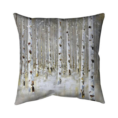 Birch forest by winter - 20"x20" Throw pillow cover - Poly twill - Print on demand